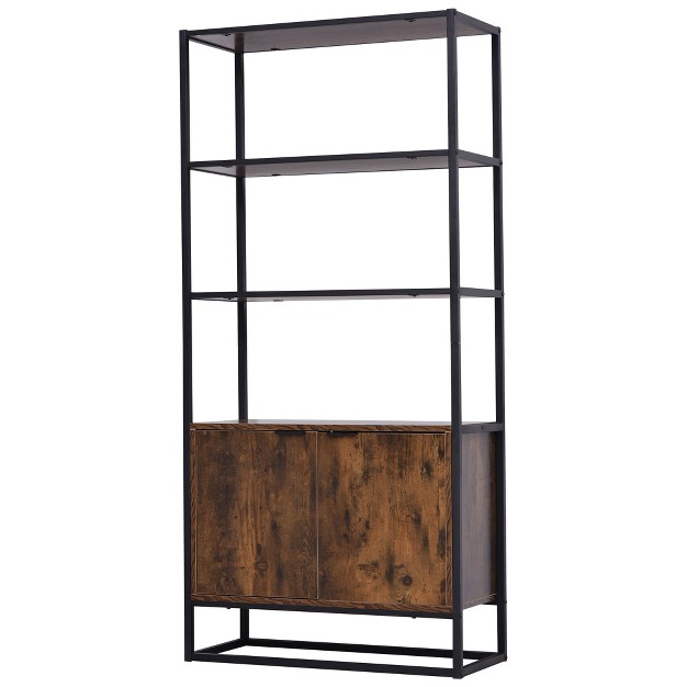 Homcom Shelves For Storage Cabinet Bookcase With 3 Open Shelf Tall Organizer Multifunctional Rack For Living Room