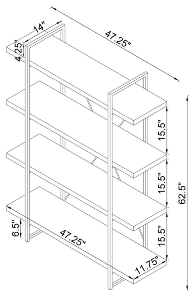 Coaster Grimma 4 shelf Wood Bookcase Rustic Gray Herringbone   Contemporary   Bookcases   by Homesquare  Houzz