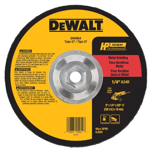 DEWALT 4-1/2x1/4 HP Metal Grinding Wheel