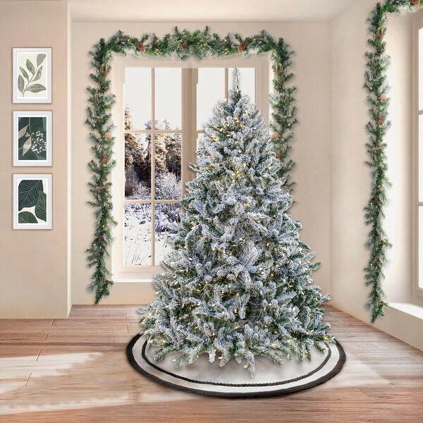 National Tree Company 6.5 ft. Prelit Artificial Snowy Hudson Hinged Tree with PowerConnect，550 Dual Color LED Lights