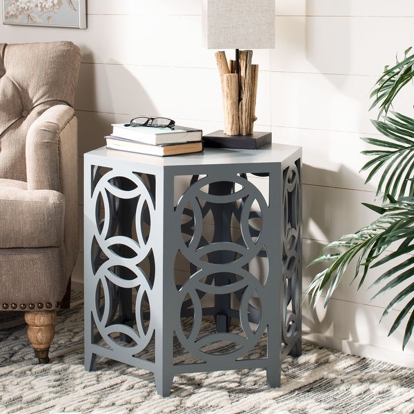 SAFAVIEH Natanya Pearl Blue Grey Side Table - 22.8