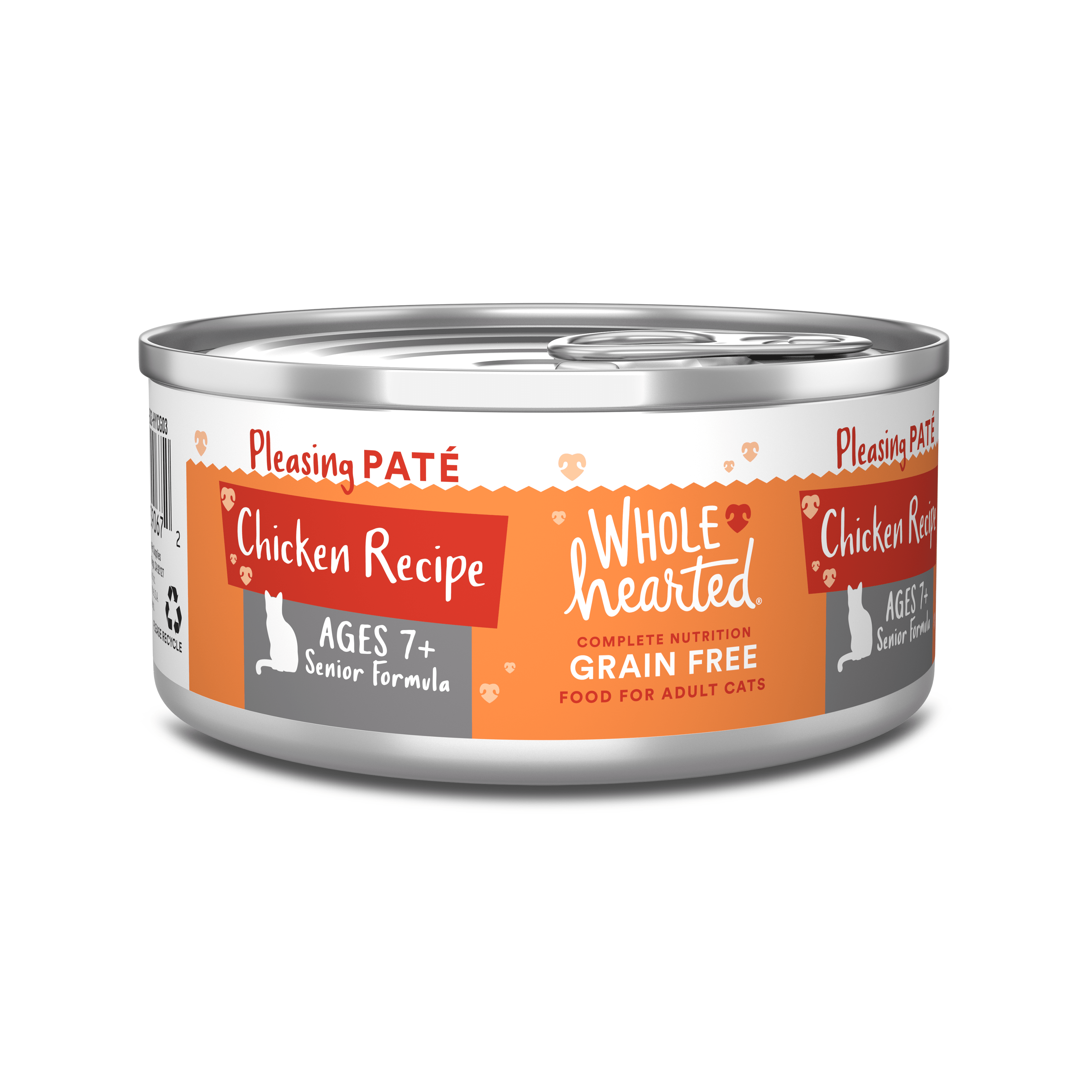 WHOLEHEARTED Grain Free Chicken Recipe Pate Senior Wet Cat Food， 5.5 oz.， Case of 24