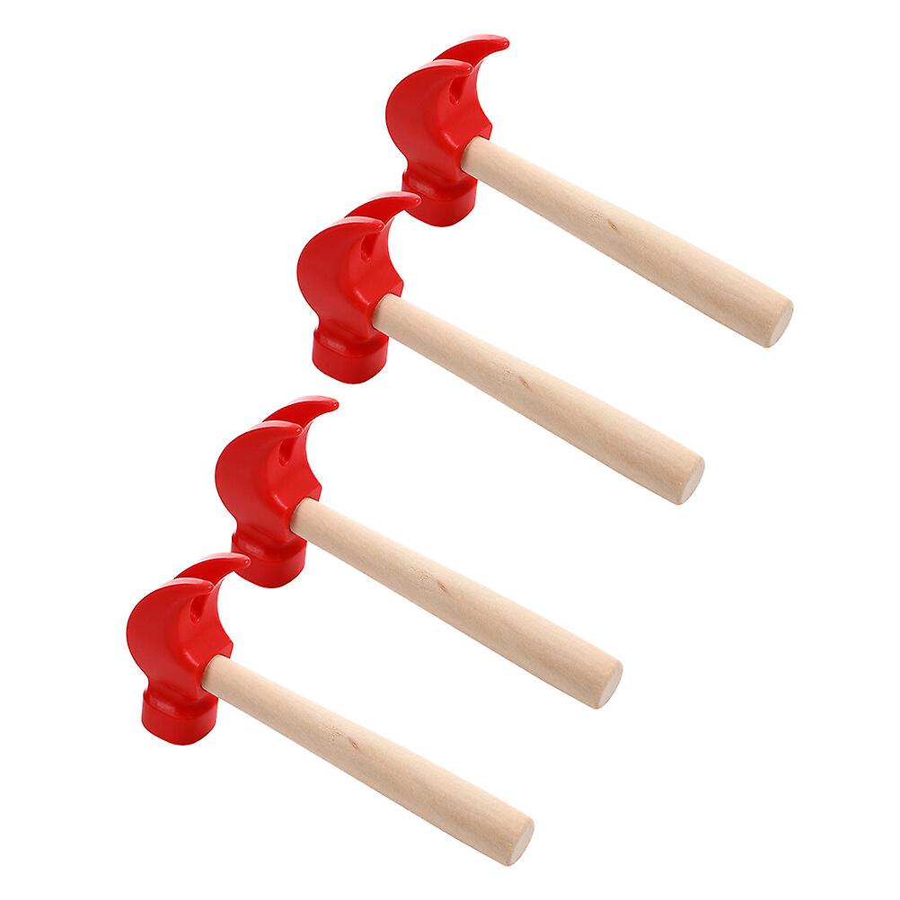 4pcs Kids Hammer Toys Wooden Hammer Toys Simulated Hammer Playthings Kids Cognition Toys