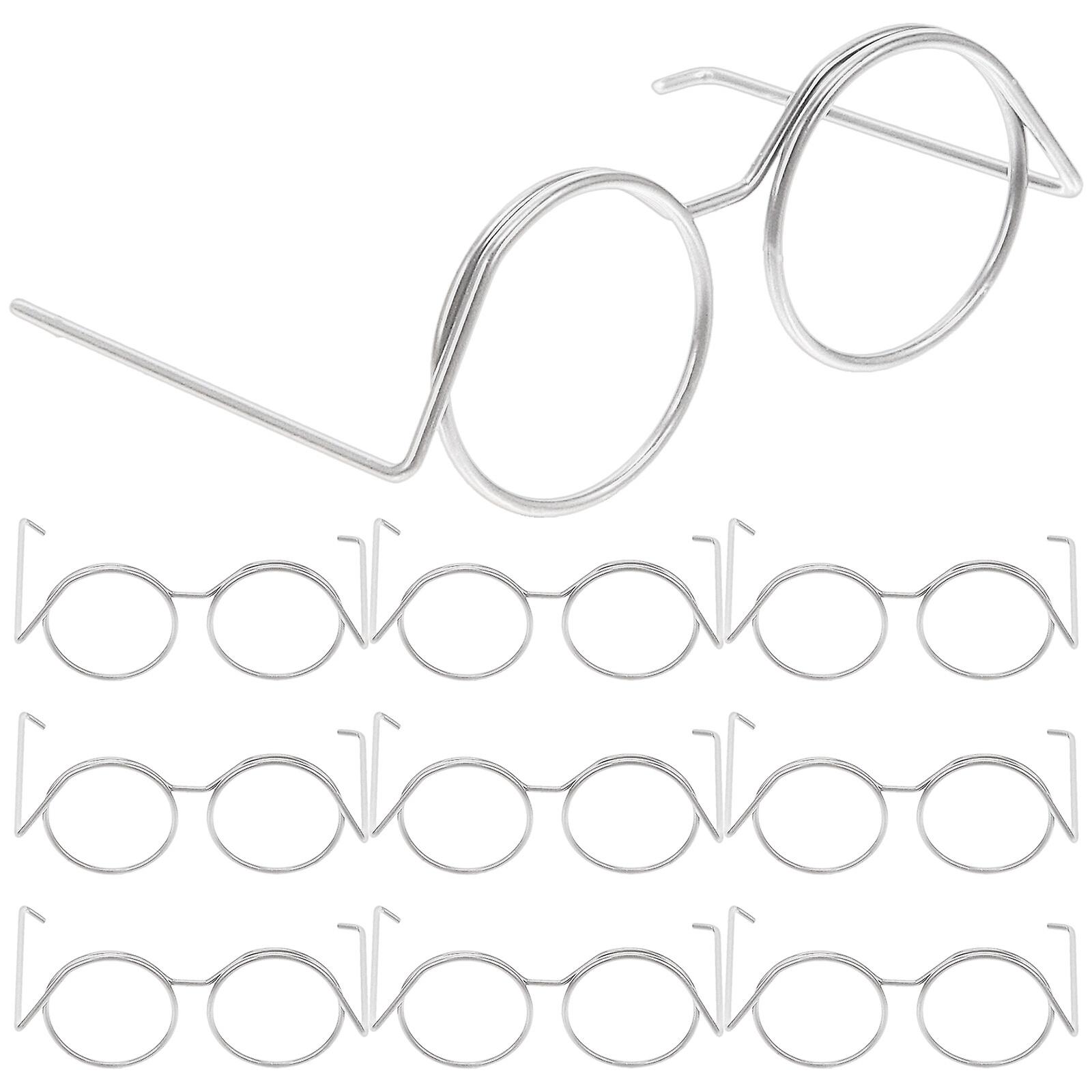 10pcs Doll Glasses Metal Wire Rim Doll Eyewear Mini Sunglasses Dolls Dress Up Toys