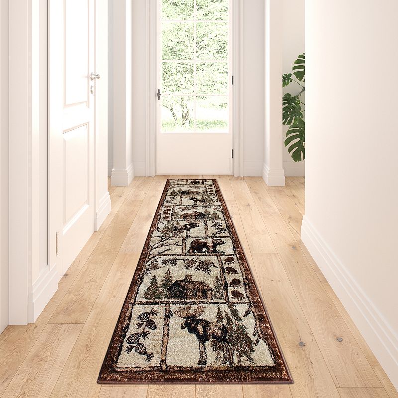 Masada Rugs Masada Rugs 2'x7' Cabin Style Area Rug - Design L362 in Beige