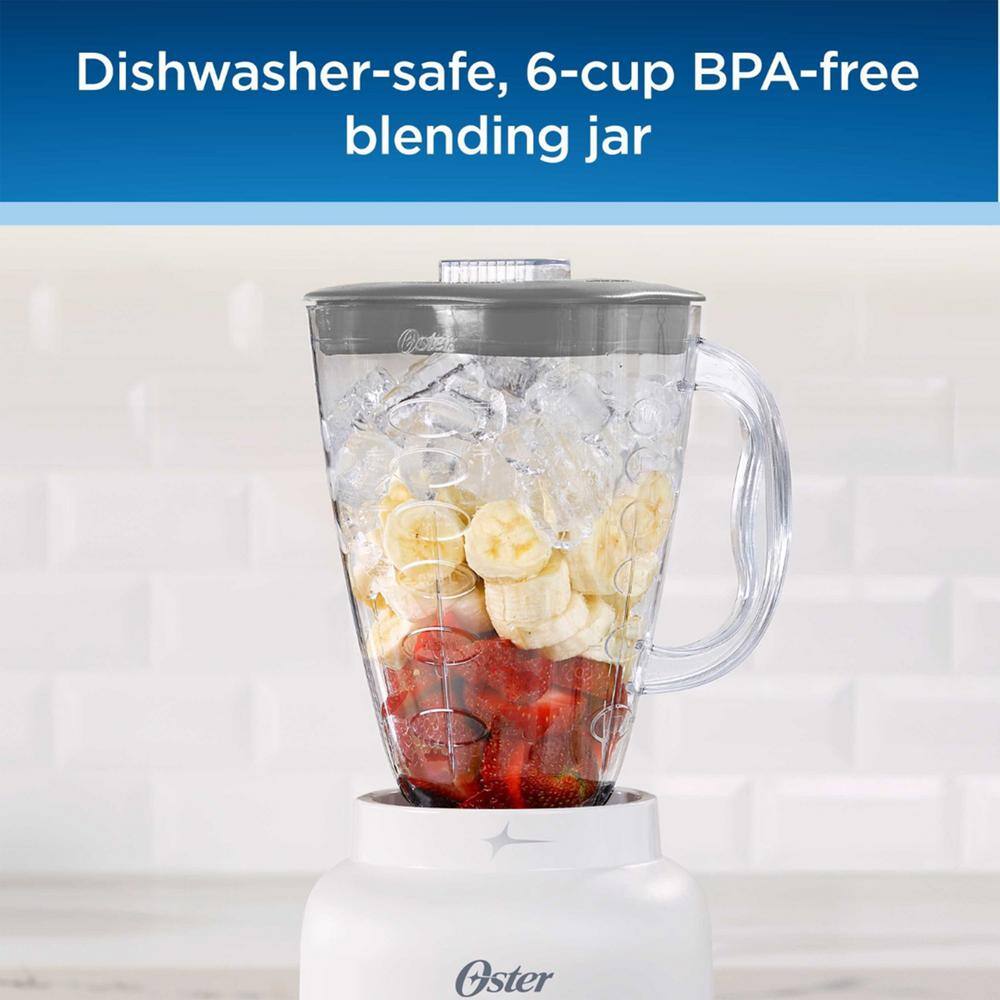 Oster 6 Cup 48 oz. 5 Speed 700-Watts Plastic Jar Easy To Use Blender in White 985120292M