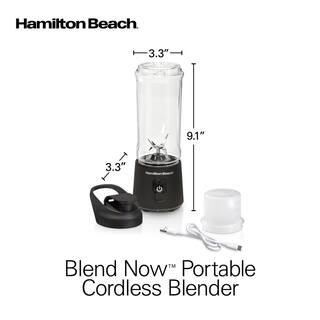 Hamilton Beach Blend Now 16 oz. Single Speed Black Cordless Portable Blender with Travel Lid 51180