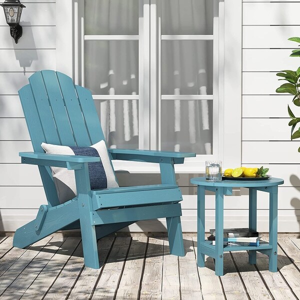 WINSOON All Weather HIPS Outdoor Round 2Tier Outdoor Side Tables Adirondack Tables