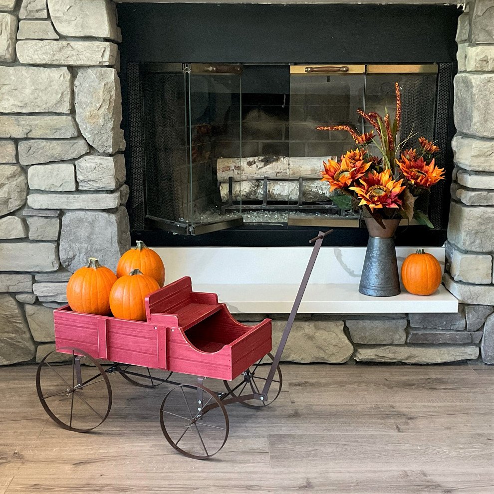 Shine Company Decorative Buckboard Cedar Wood Wagon Planter   Contemporary   Outdoor Pots And Planters   by Shine Company  Houzz