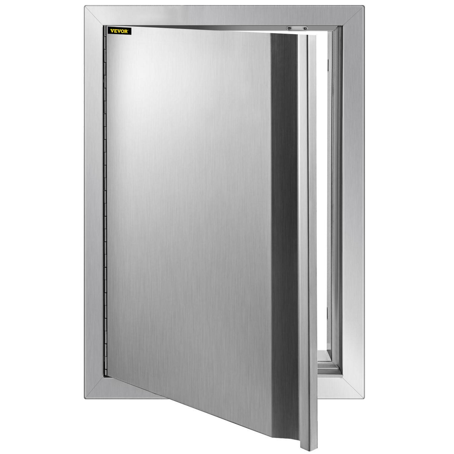 VEVOR BBQ Access Door 17W x 24H inch， Vertical Single BBQ Door Stainless Steel with Recessed Handle， Outdoor Kitchen Doors for BBQ Island， Grill Station， Outside Cabinet