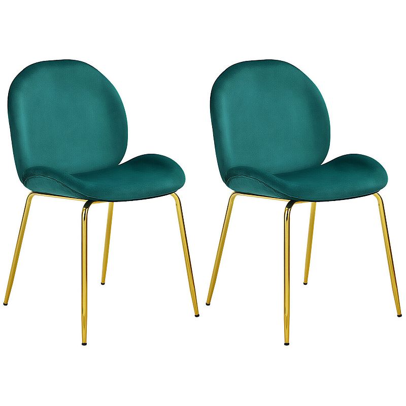 Set of 2 Velvet Accent Chairs with Gold Metal Legs