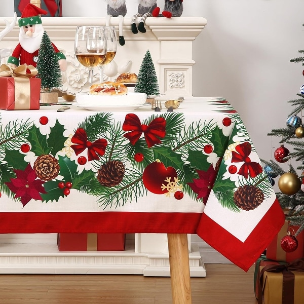 Christmas Tablecloth，Christmas Decorations for Home Indoor Table Decor Table Cloths Rectangle 60 x 120 Inch