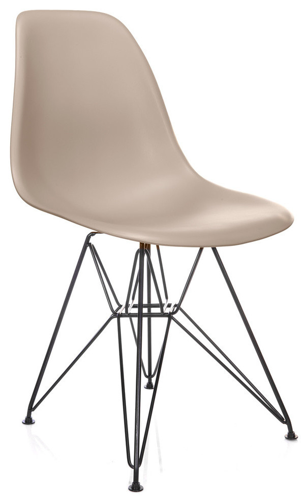 Nature Series Cream Beige DSR Mid Century Modern Dining Chair  Black Steel   Midcentury   Dining Chairs   by eModern Decor  Houzz