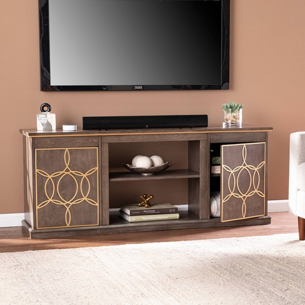 Tiessil Tv Stand For Tvs Up To With Storage Brown gold Aiden Lane