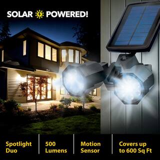 Bell + Howell Solar Powered Motion Activated Integrated LED Black Outdoor Bionic Spotlight Duo Area Light 7782