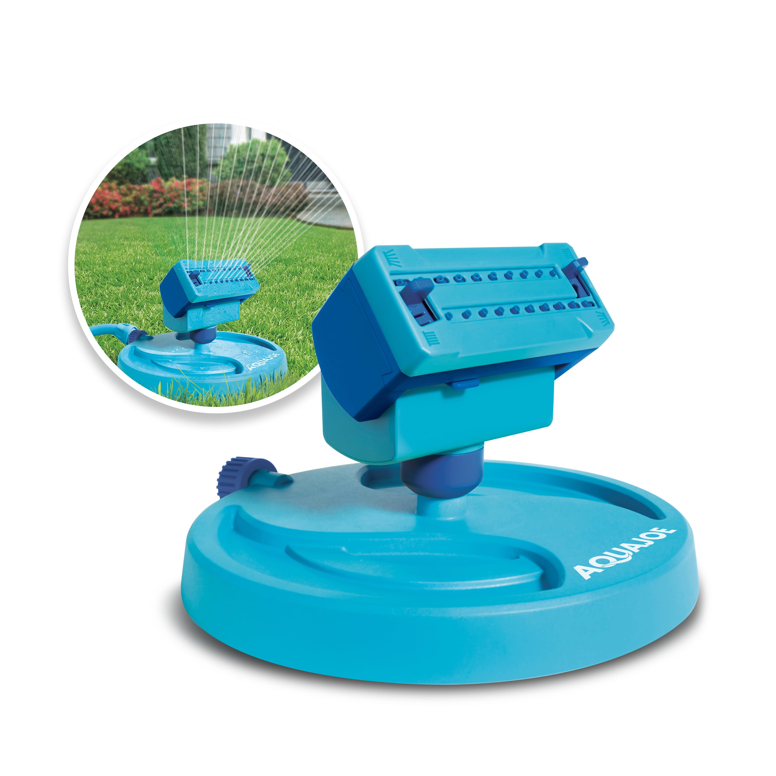 Aqua Joe Mini Gear-Driven Oscillating Sprinkler on Sled Base， Customizable Coverage， 4，250 Sq. ft. Max Coverage