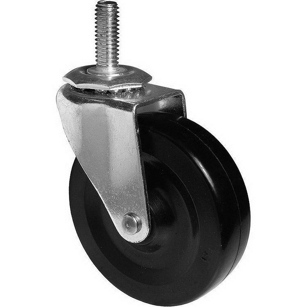 Richelieu Hardware 3-1516 in. (100 mm) Black and Zinc Non-Braking Swivel Stem Caster with 132 lb. Load Rating F30764