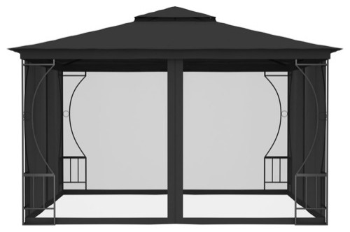 vidaXL Gazebo Canopy Tent Patio Pavilion Party Tent Sunshade with Nets Cream   Contemporary   Sheds   by vidaXL LLC  Houzz