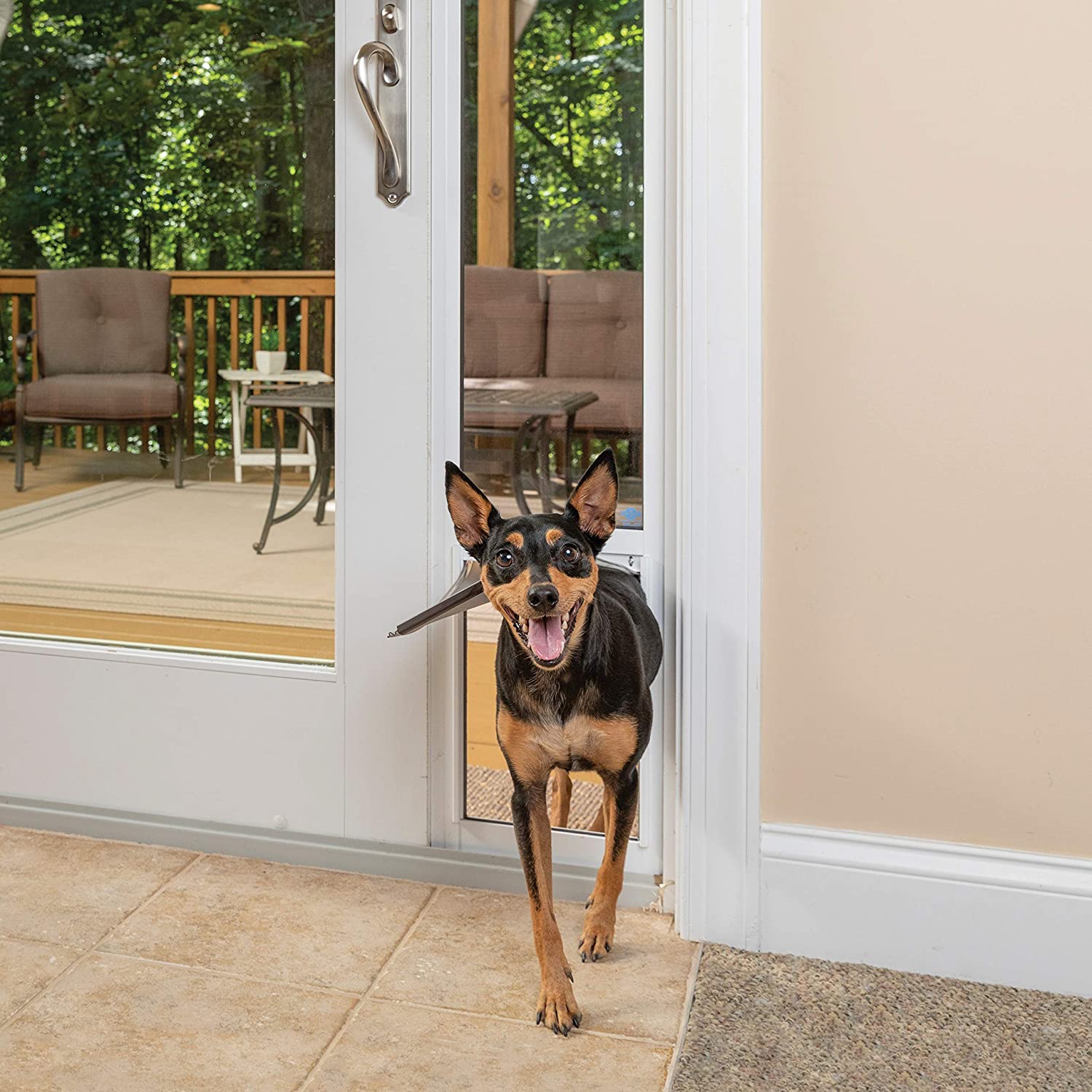 PetSafe PPA11-13135 1-Piece Sliding Glass Pet Door - Outdoor Access Patio Panel Insert for Dogs and Cats， Easy No-Cut Installation， Weather-Resistant Aluminum Insert， Includes Slide-in Closing Panel for Security