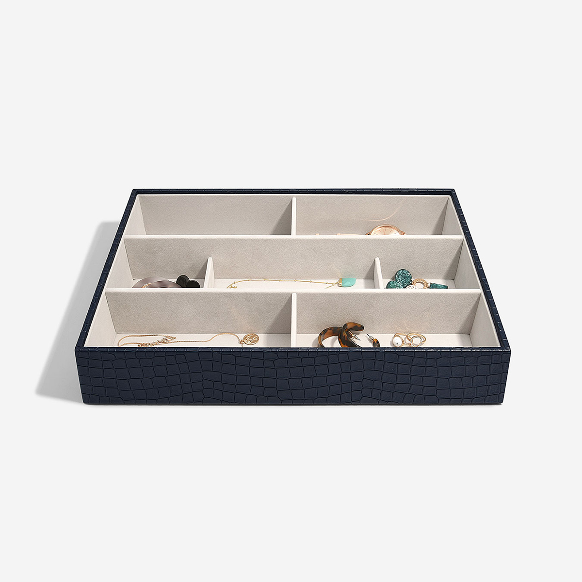 Stackers Navy Vegan Crocodile Supersize Premium Jewelry Box