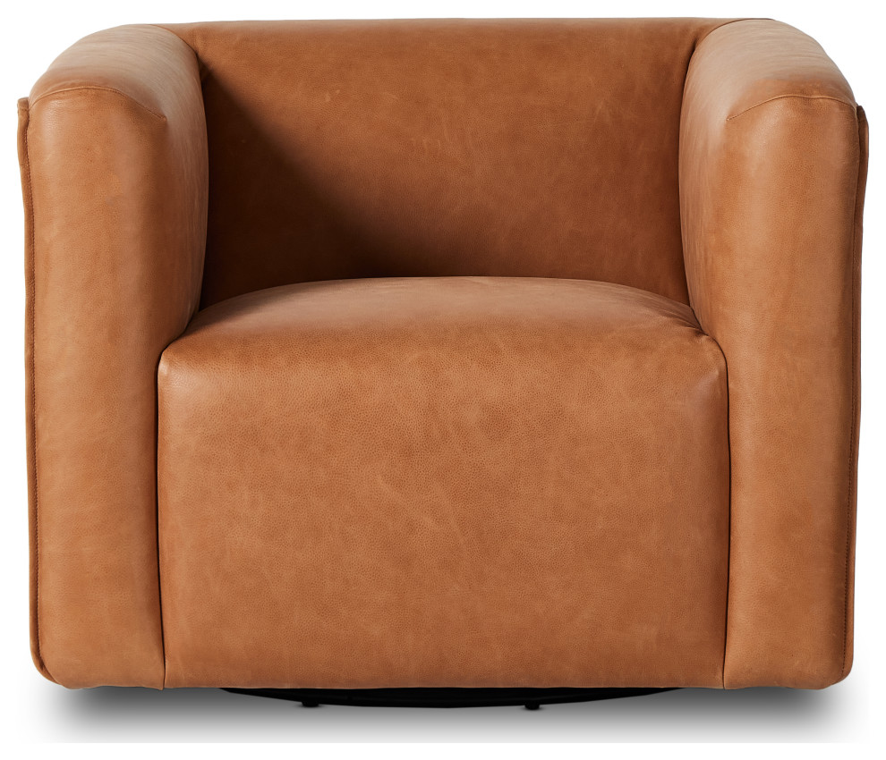 Wellborn Swivel Chair Palermo Cognac   Contemporary   Armchairs And Accent Chairs   by Zin Home  Houzz