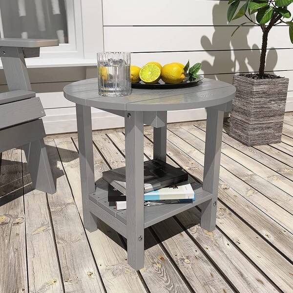 WINSOON All Weather HIPS Outdoor Round 2Tier Outdoor Side Tables Adirondack Tables