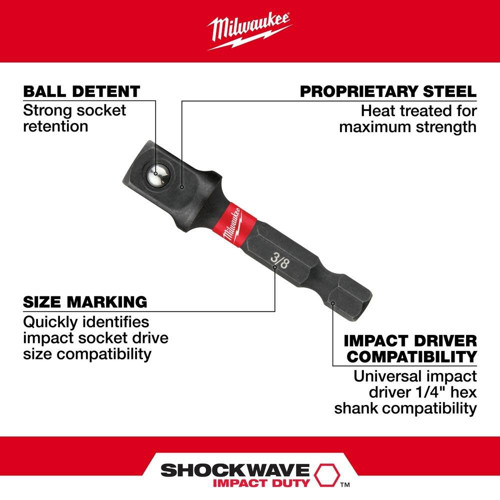 Milwaukee SHOCKWAVE Hex Shank Socket Adapter Set 48-32-5033 from Milwaukee