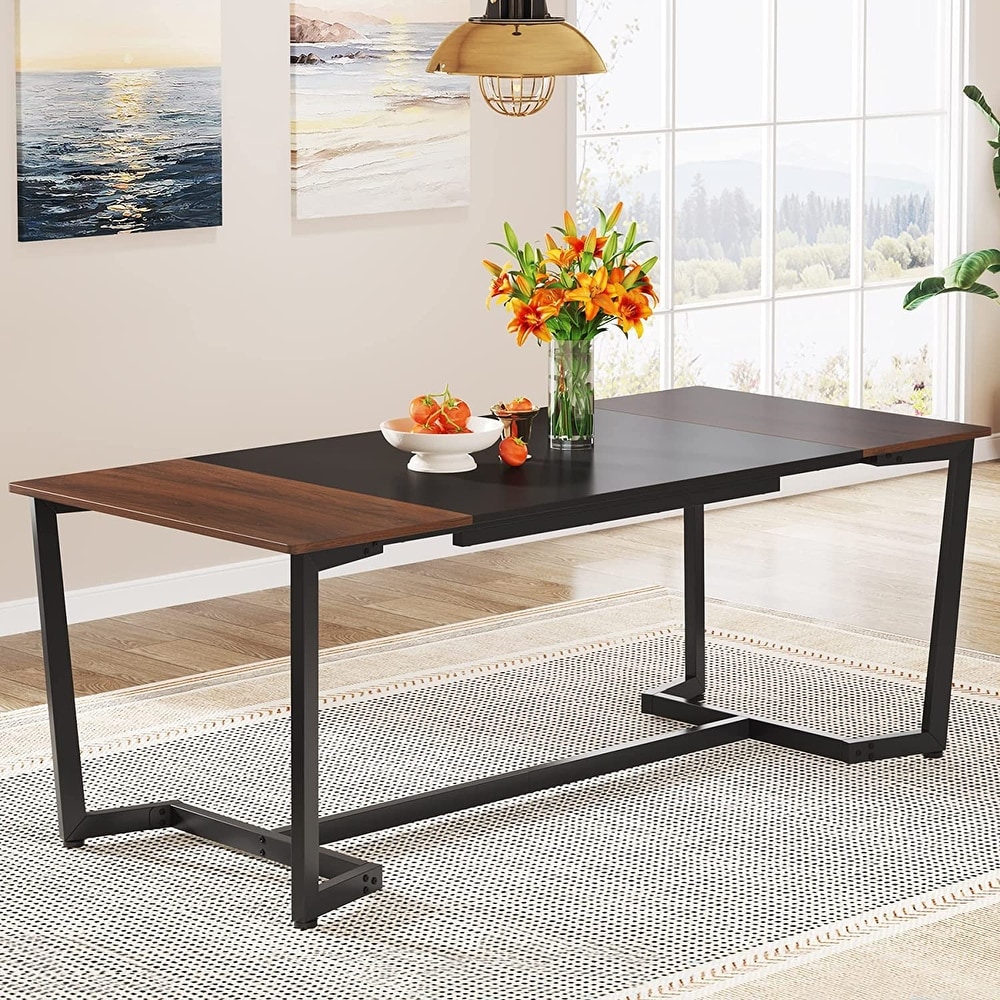 Industrial Dining Table for 6 Rectangular Kitchen Table Dining Room Table   Brown