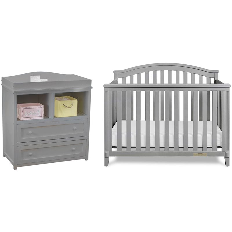 AFG Baby Furniture Kali II 4-in-1 Crib with Leila 2-Drawer Changing Table Gray