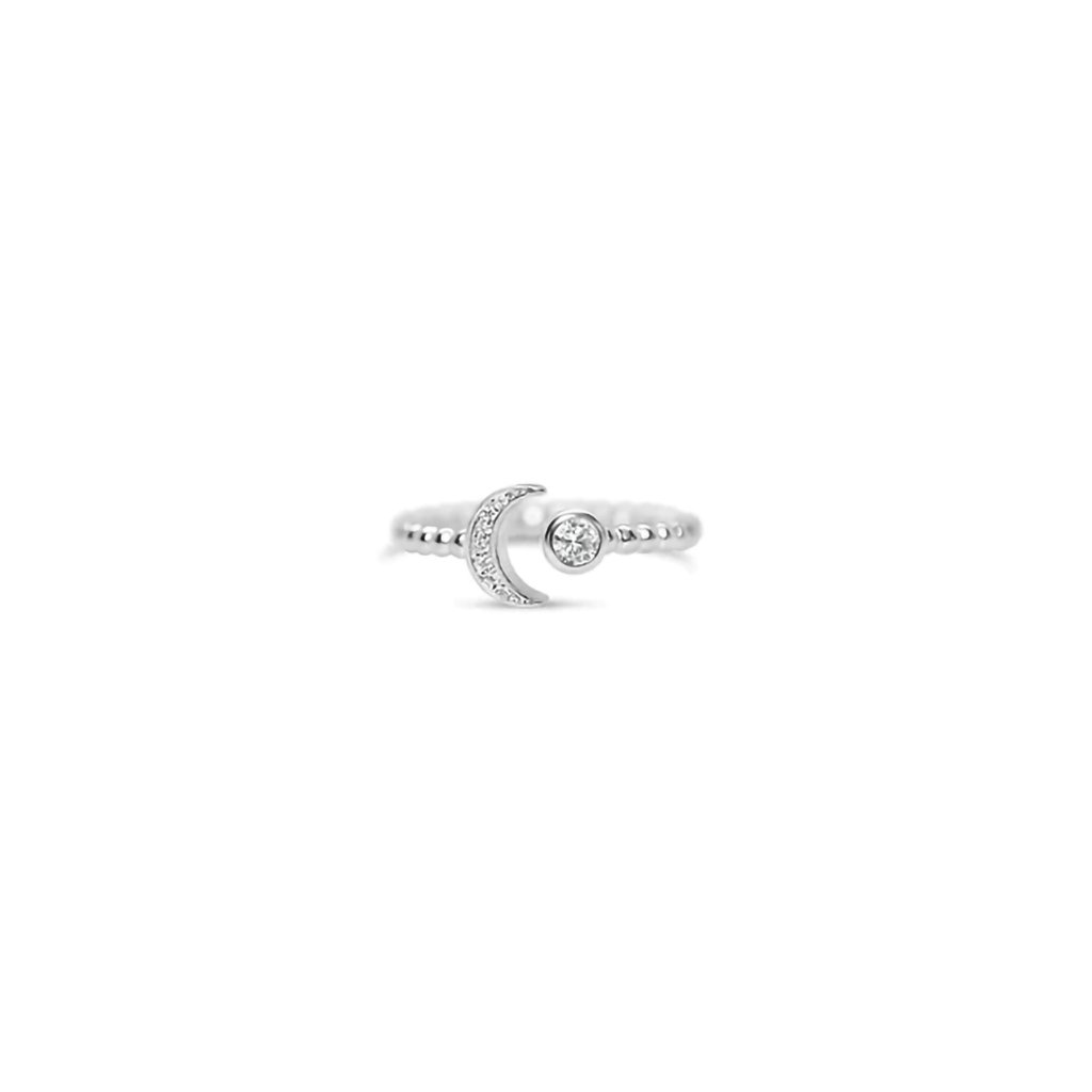 Stia  CZ Moon Cuff Droplet Wire Ring