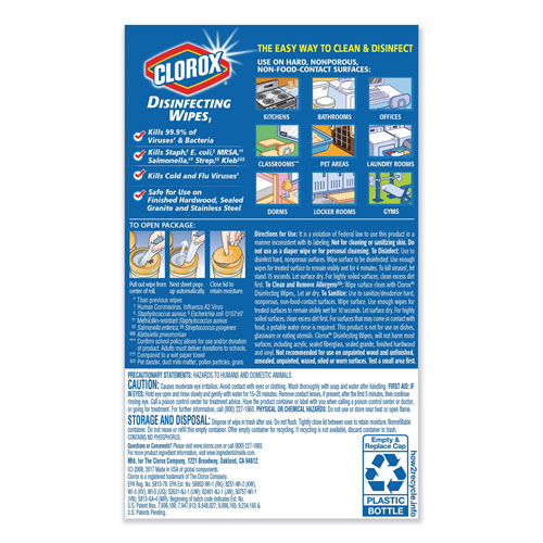 Clorox Disinfecting Wipes | 7 x 8， Crisp Lemon， 35