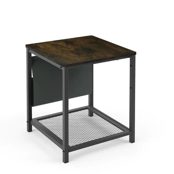 Square Side Table with Storage Bag with Grid storage rack