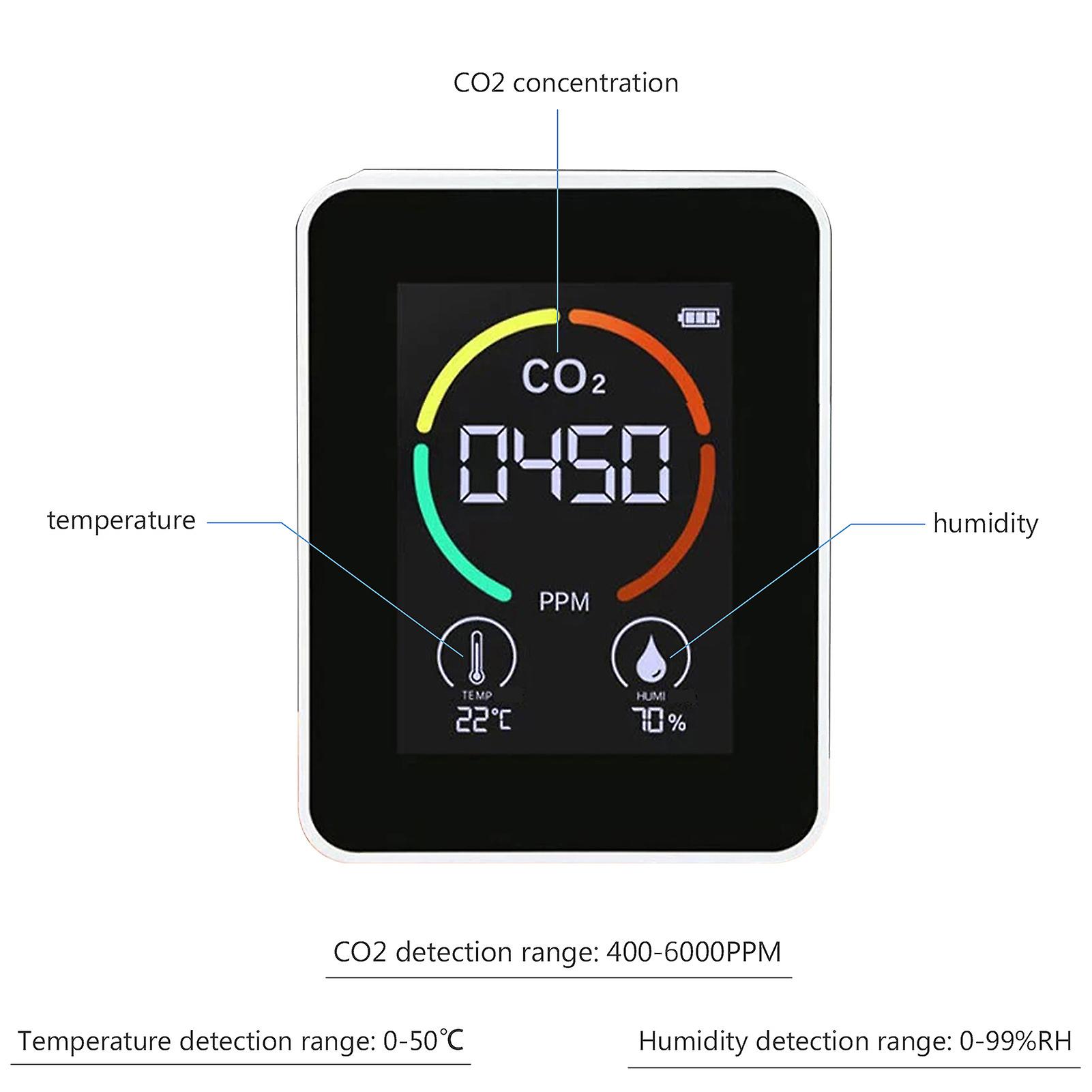 Black 2pcs 3 In 1 Carbon Dioxide Detector 2pcs Air Quality Monitor Temperature Humidity Air Analyzer For Co2 Digital Co2 Meter For Home Office