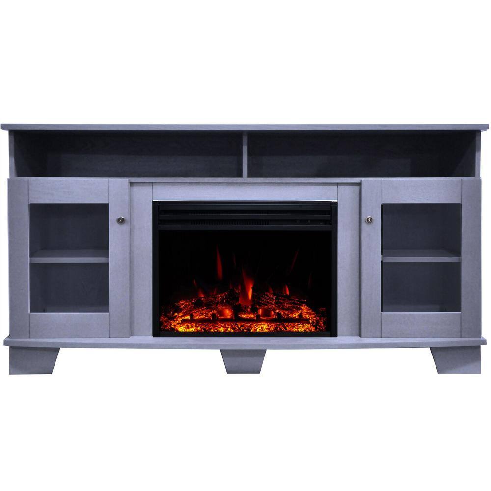 Cambridge Savona 59 in. Electric Fireplace with Enhanced Log Display Multi-Color Flames and Remote in Blue CAM6022-1SBLLG3