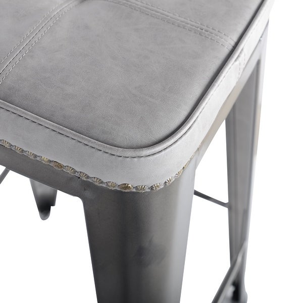 Metropolis PU Leather Metal Backless Counter Stool，Set of 4 - N/A