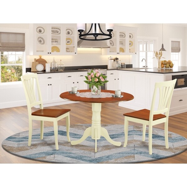 3-piece Kitchen Table Set with Dining Table and 2 Kitchen Chairs - Buttermilk and Cherry Finish