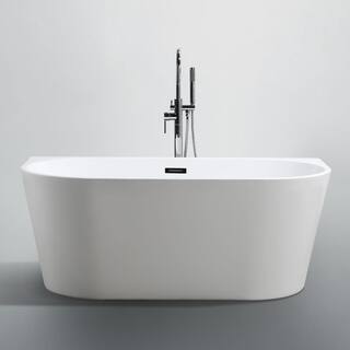 Bellaterra Home Calabria 59.04 in. Acrylic Flatbottom Non-Whirlpool Freestanding Bathtub in Glossy White BA6815B