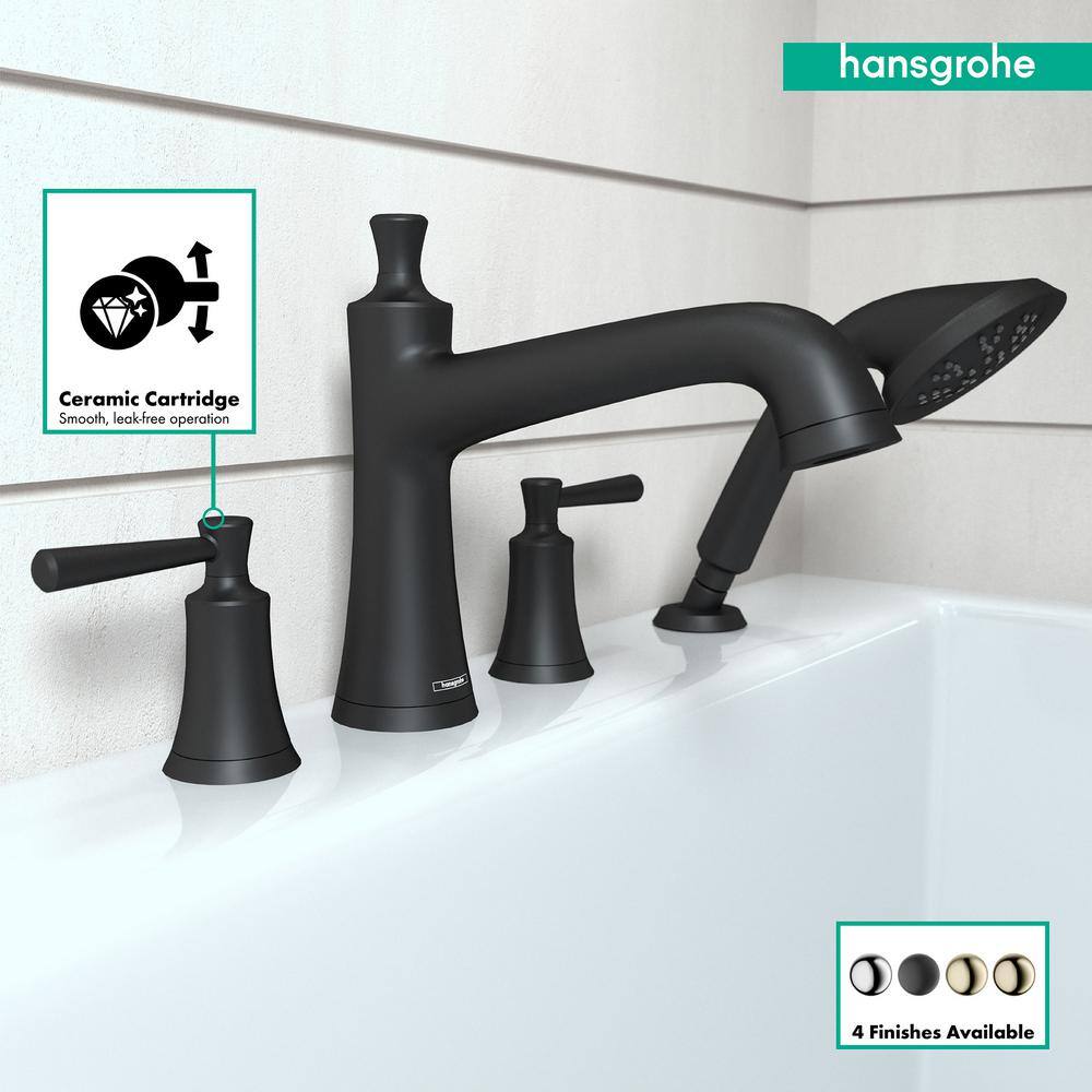 Hansgrohe Joleena 2-Handle Deck Mount Roman Tub Faucet with Hand Shower in Matte Black 04777670