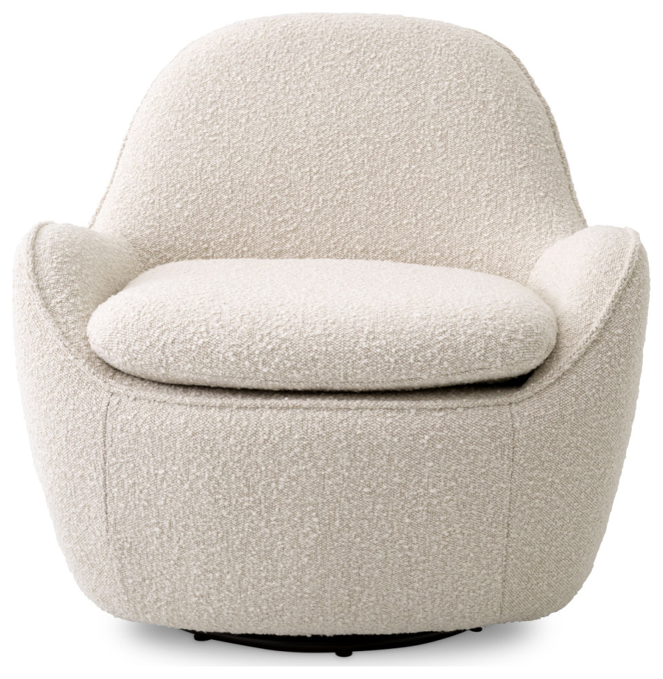 Cream Boucle Swivel Accent Chair  Eichholtz Cupido   Transitional   Armchairs And Accent Chairs   by Oroa   Distinctive Furniture  Houzz