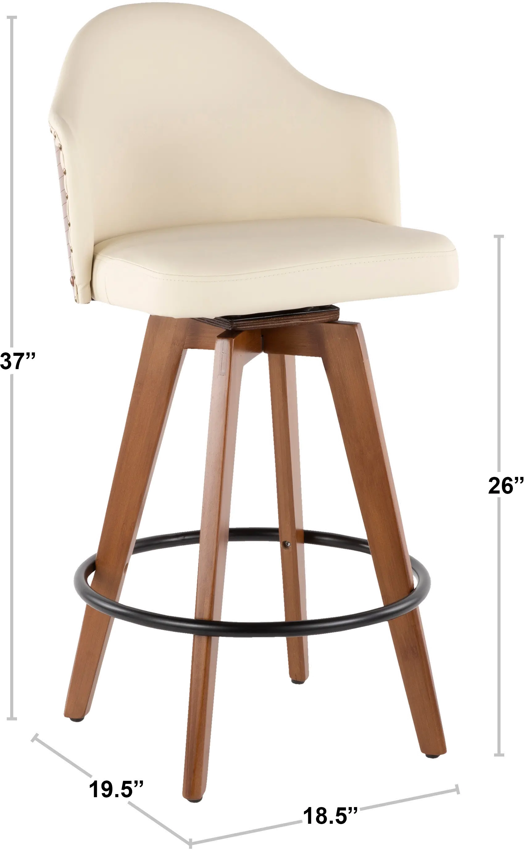 Ahoy Walnut and Gray 26 Inch Swivel Counter Height Stool