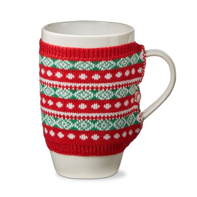 Tagltd Fair Isle Knit Sweater Covered Bone China Dishwasher Safe Mug 18 0 Oz