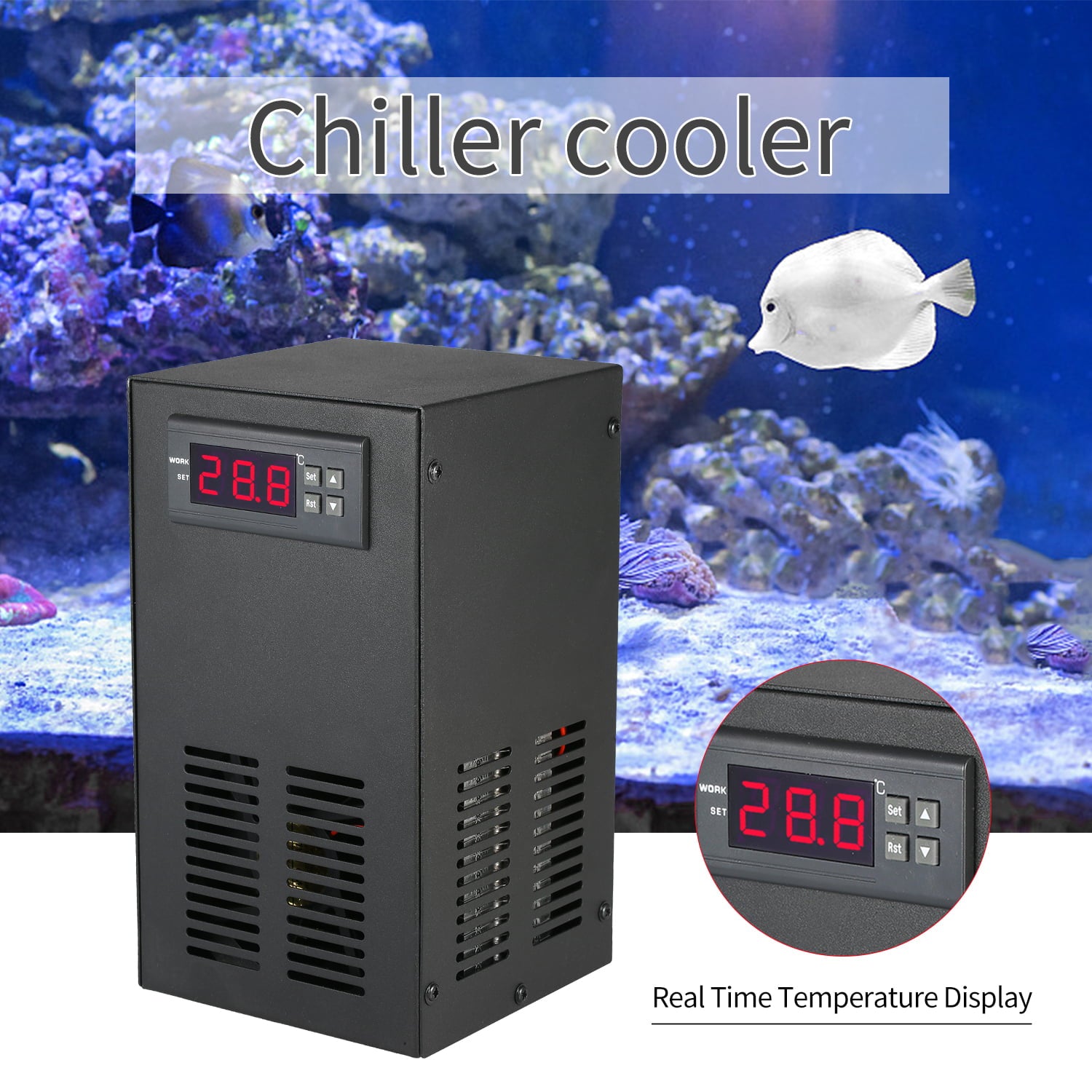 35L 70W Aquarium Chiller Cooling System LCD Display Semiconductor Refrigeration Water Chiller Fish Tank Constant Temperature Cooling Equipment