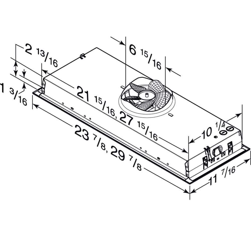 BroanNuTone 24 in 300 Max Blower CFM BuiltIn Powerpack Insert for Custom Range Hoods with LED Light in Stainless Steel