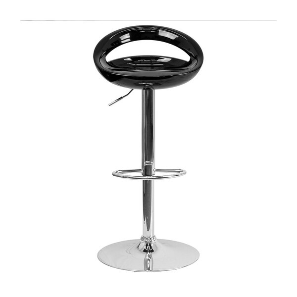 Contemporary Plastic Adjustable Height Bar Stool With Chrome Base