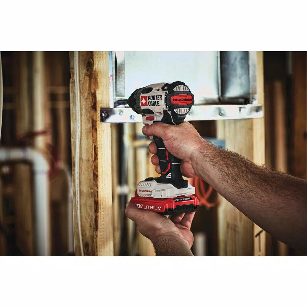 Porter-Cable 20-Volt MAX Lithium-Ion Brushless Cordless 1/4 in. Impact Driver with 2 Batteries 1.5 Ah and Charger and#8211; XDC Depot