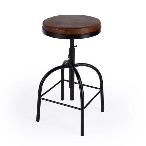 Clyde Black Leather Adjustable Bar Stool