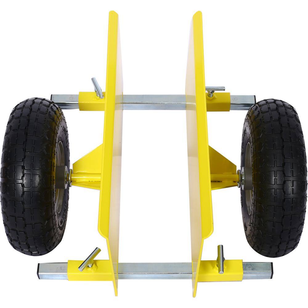 Tidoin 10 in. Yellow Lumber Transfer Panel Handbarrow Dolly with Pneumatic Wheels and 600 lb. Load Capacity GH-YDW4-168