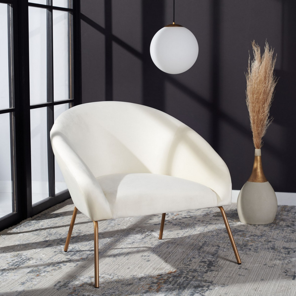 Andi Accent Chair Cream Velvet   Midcentury   Armchairs And Accent Chairs   by Peachtree Fine Furniture  Houzz