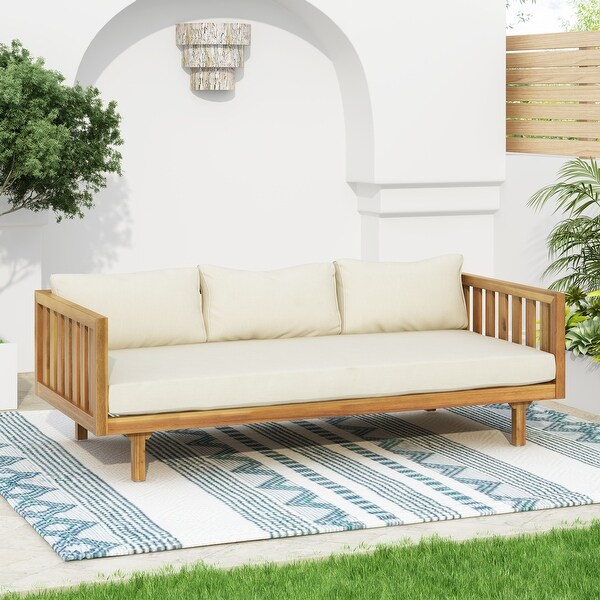 Claremont Farmhouse Outdoor 3 Seater Daybedy with Waterfabric Cushion by Christopher Knight Home