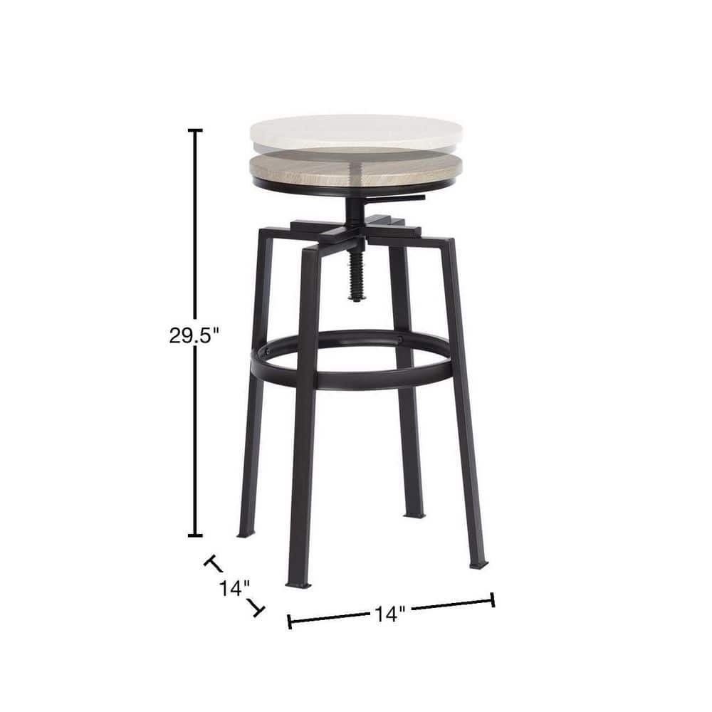 Wateday 29.50 in. Oak Backless Metal Frame Stool Height 28 in. Bar Stool with Wood Seat (Set of 2) YJ-YUKI9596293